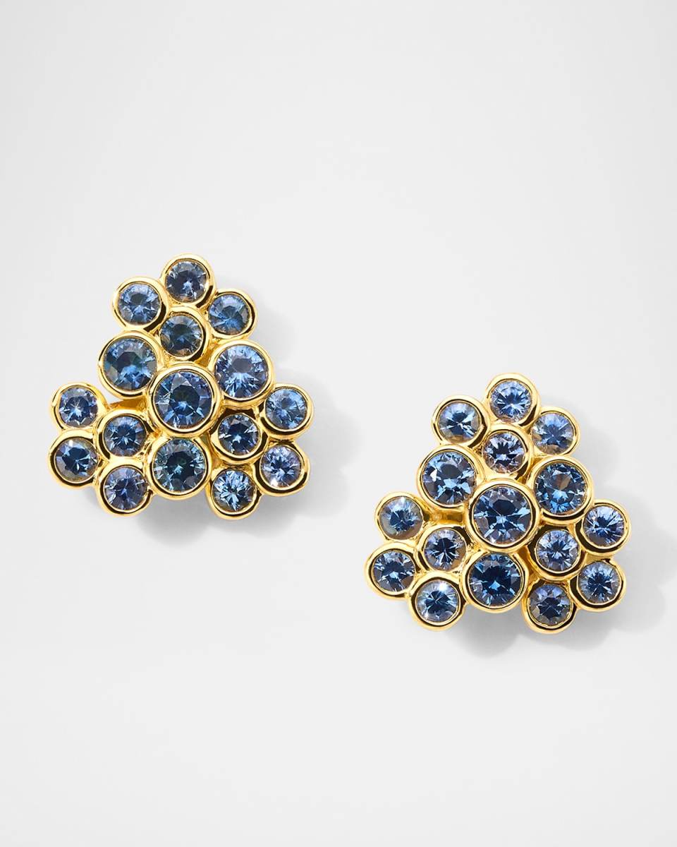 18K Gold Startlet Cluster Earrings in Blue Sapphire